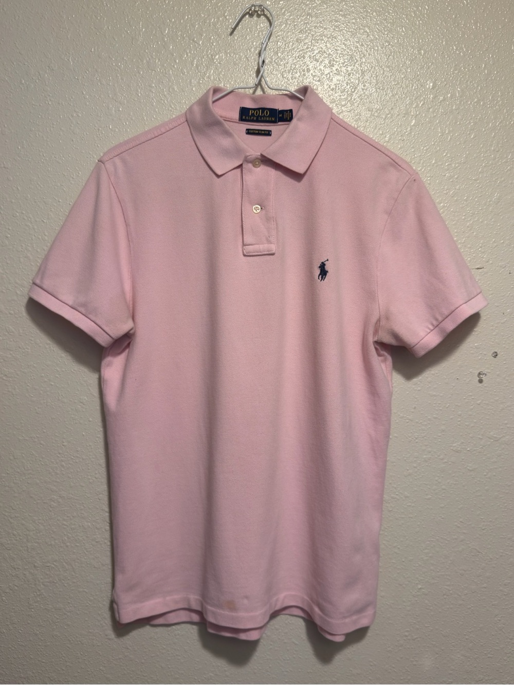 Ralph Lauren Men’s Light Pink Polo Shirt with Navy Pony